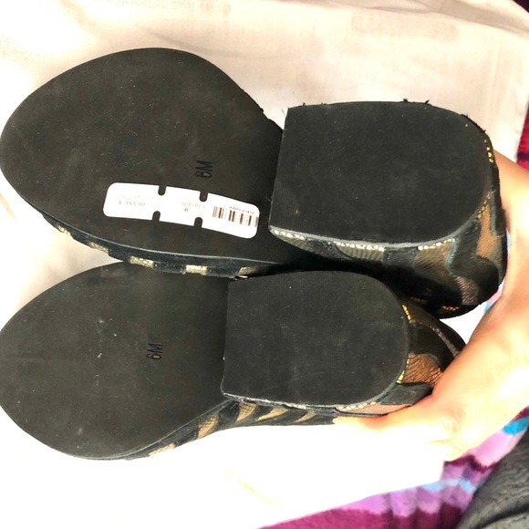 Jeffrey Campbell gold black striped Hecate heels - Picture 3 of 5